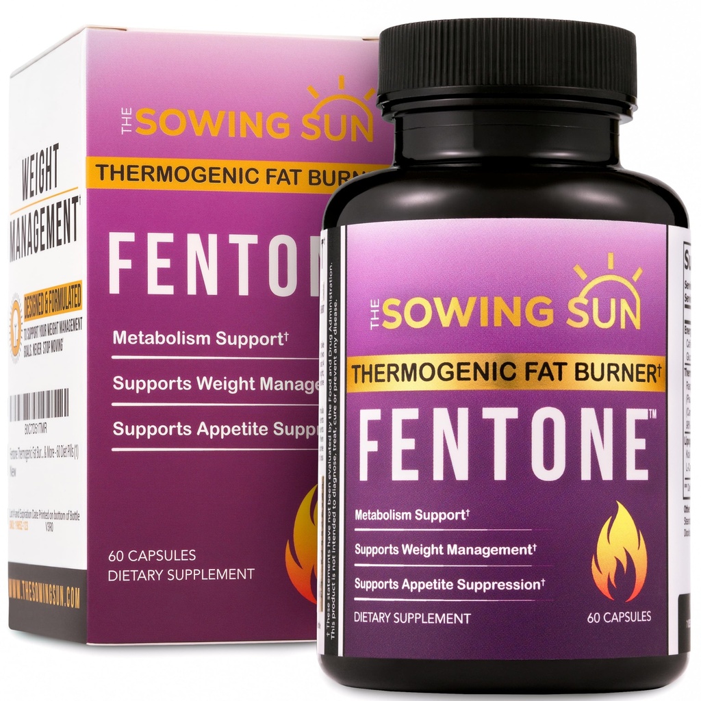 Fentone Thermogénique Fat Burner Energy Booster, Suppresseur d'appétit, cliniquement étudié Perte de poids, Brûlure de graisse, Phényléthylamine HCl, L- Carnitine, Cétones - 60 pilules de régime (1)