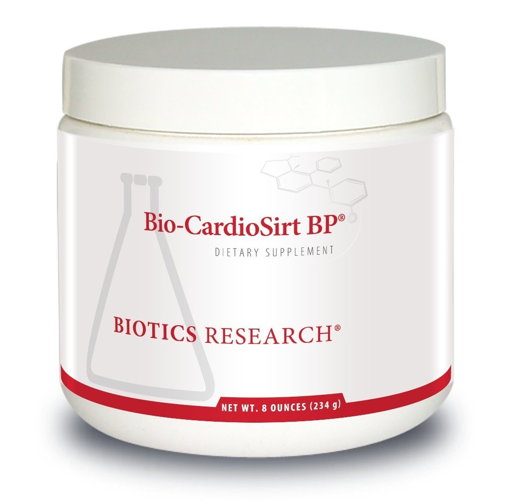 Biotics Research Bio CardioSirt BP Gepatenteerd Gemakkelijk te mengen poeder, samengesteld met de hulp van Mark Houston, MD, Unieke combinatie van 7 belangrijke voedingsstoffen, 8 Ounces