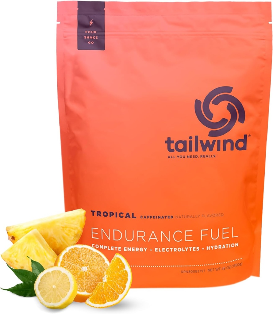 Restwind Voeding Endurance Fuel, Koolhydraat & Electrolyte Sports Drink Mix Powder, Glutenvrij, Veganistisch, Tropische Buzz, 50 Servings (Caffeinated)