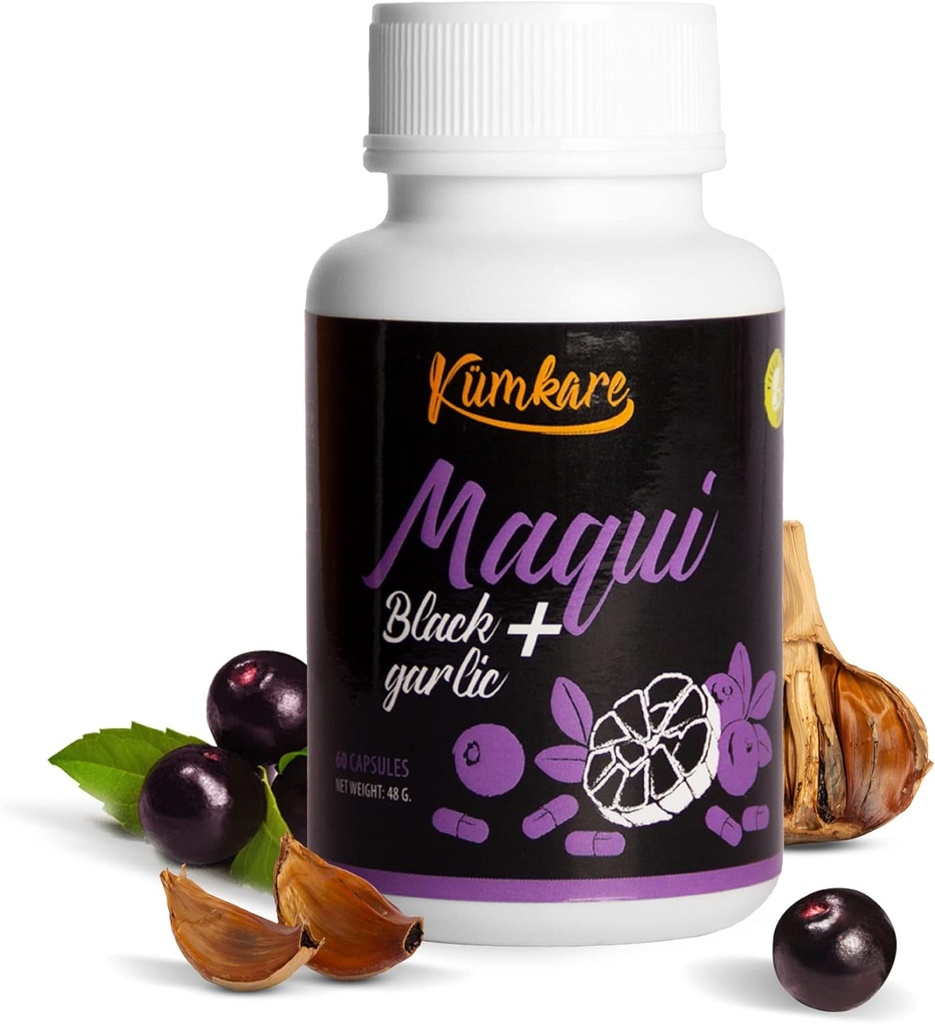 Immuunondersteuning, vitamine C, zink, gezondheidsbescherming en immuniteit Boosters en antioxidanten Supplement voor volwassenen, met Maqui Berry en zwarte Knoflook, 60 capsules