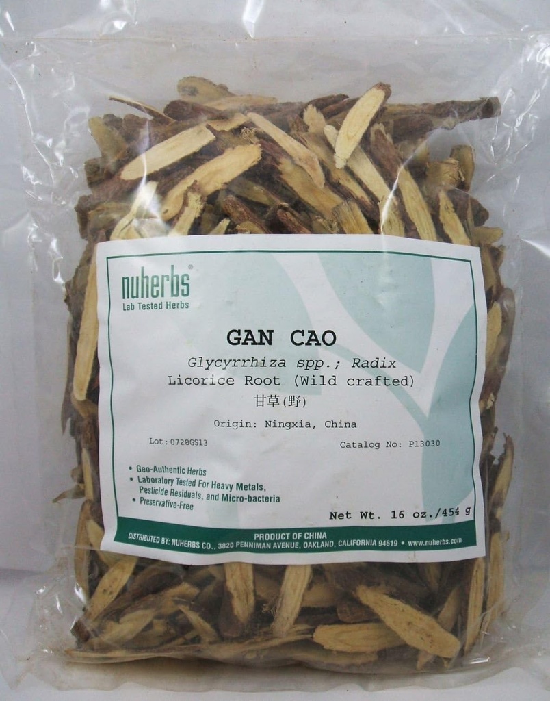 Licorice Root - Sliced Form (Gan Cao) 1 Pond - Wildcrafted, Lab Tested - Nuherbs