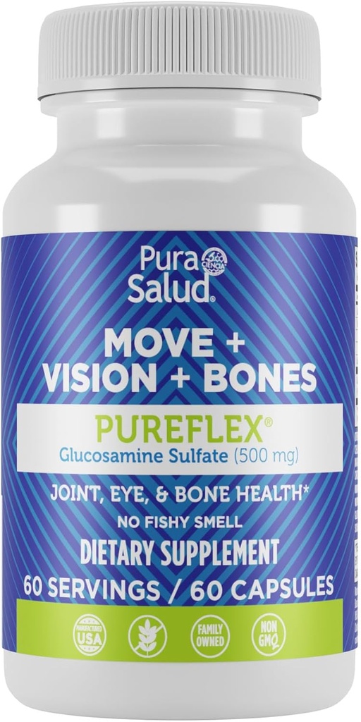 Marques de base Pura Salud Pureflex Glucosamine Sulfate 500mg, 60 Nombre (paquet de 1)