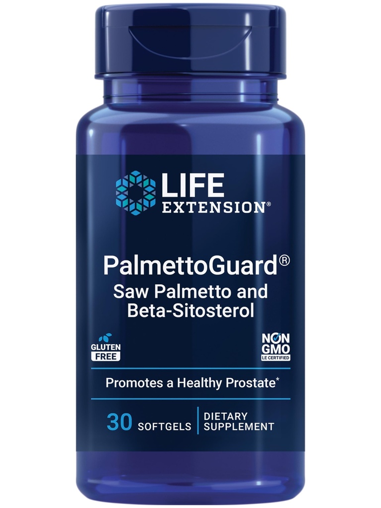 Extension de vie PalmettoGuard Saw Palmetto & Beta-Sitostérol – Soutient la santé de la fonction de la prostate et le métabolisme hormonal santé – suppléments pour les hommes - sans gluten, non-OGM – 30 softgels