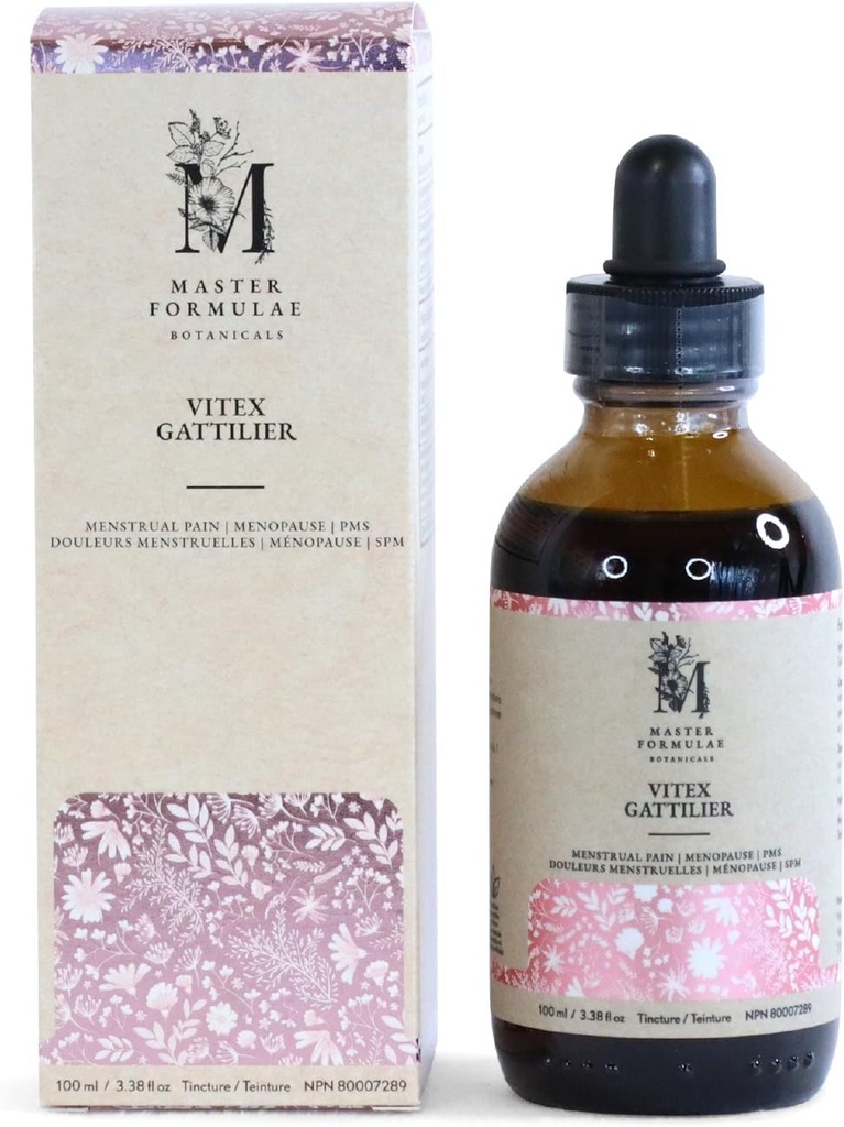 Master Formulae Vitex Chasteberry Teinture d'herbes d'une force supplémentaire, Biodisponibilité supérieure aux pilules, Crampes menstruelles, Céphalées, Bloating, Balance hormonale féminine de 100mL