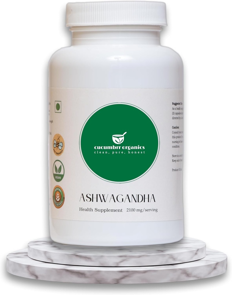 Ashwagandha Root Extract Supplement - 100 Capsules, 600mg per Serving, Organic, Vegan, Non-GMO, Glutenvrije, Stress Relief & Immune Support