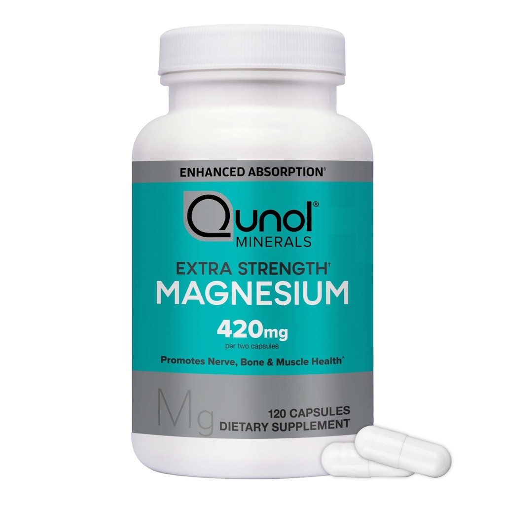 Qunol Magnesium 420mg, Extra Strength, High Absorption, Vegetarian, 120ct