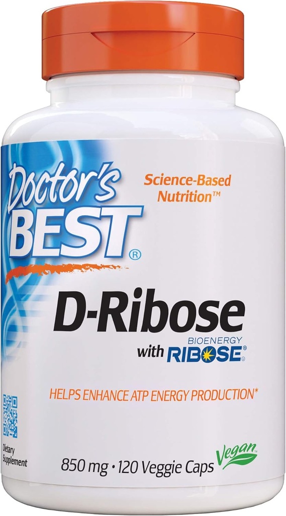 Dokter's beste D-Ribose, ondersteunt ATP energieproductie, non-GMO, Glutenvrij, Sojavrij, Vegan 120 Veggie Caps