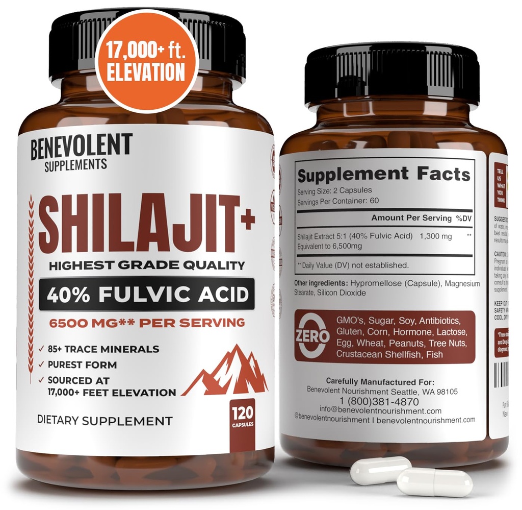 6.500mg Shilajit Supplement met 40% Fulvinezuur (High Absorption) 