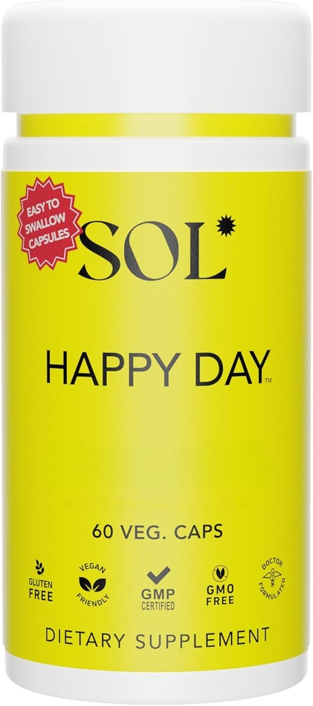 Happy Day Supplement: Het combineren van de natuurlijke kruiden eigenschappen van Collective Happiness Bark, Astragalus en Gingko Biloba om een gezonde levensstijl te ondersteunen - 60 Makkelijk doorslikken Capsules