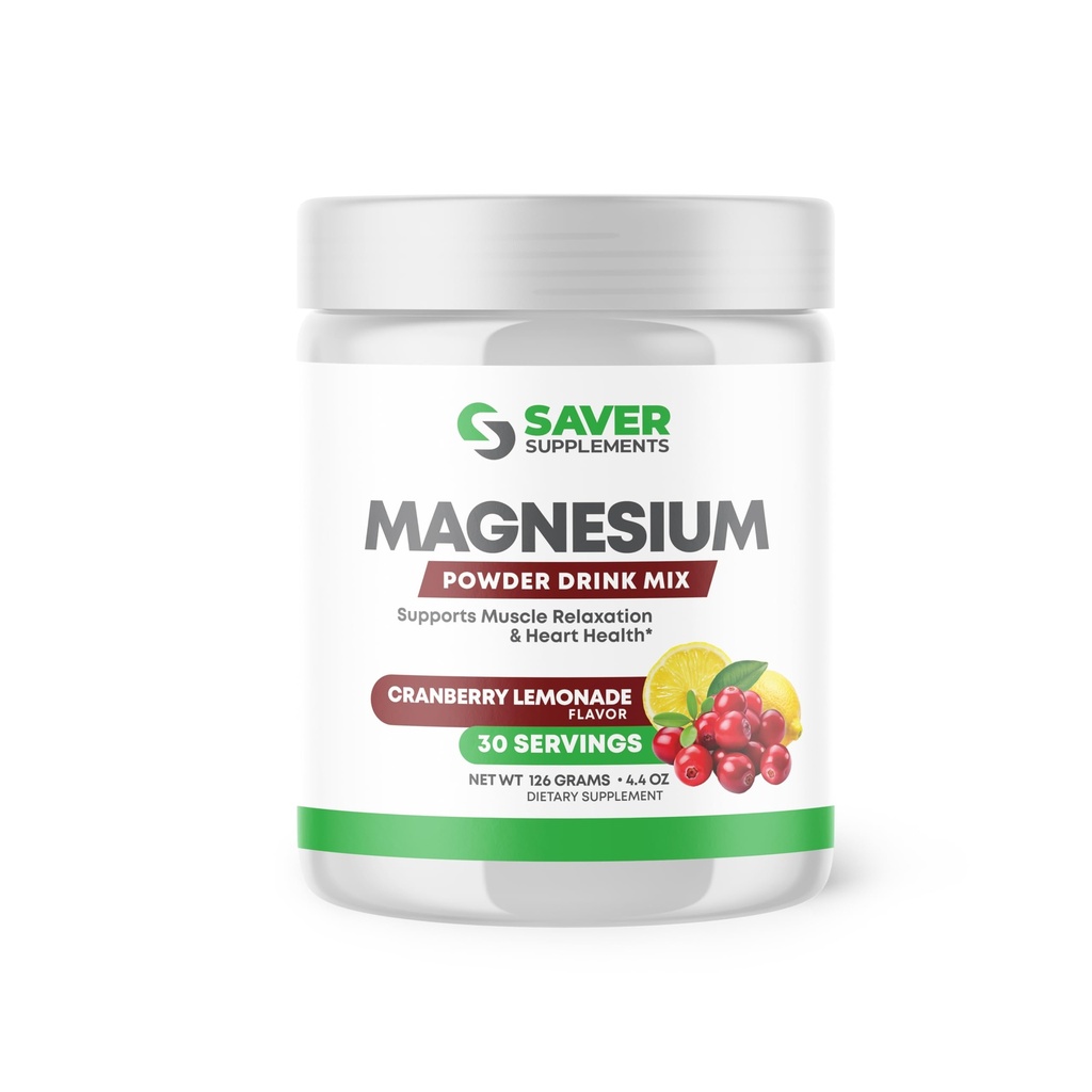 Magnesium Powder - Anti-Stress Drink Mix for Calm & Regularity - Magnesium Citrate Supplement - Relaxation, Muscle & Heart Support - Cranberry Lemonade Flavor - 30 Servings