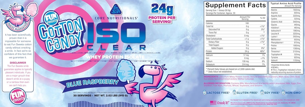 Core Nutritionals Iso Clear Whey Protein Isolaat Low Calorie, Carb, & Fat 