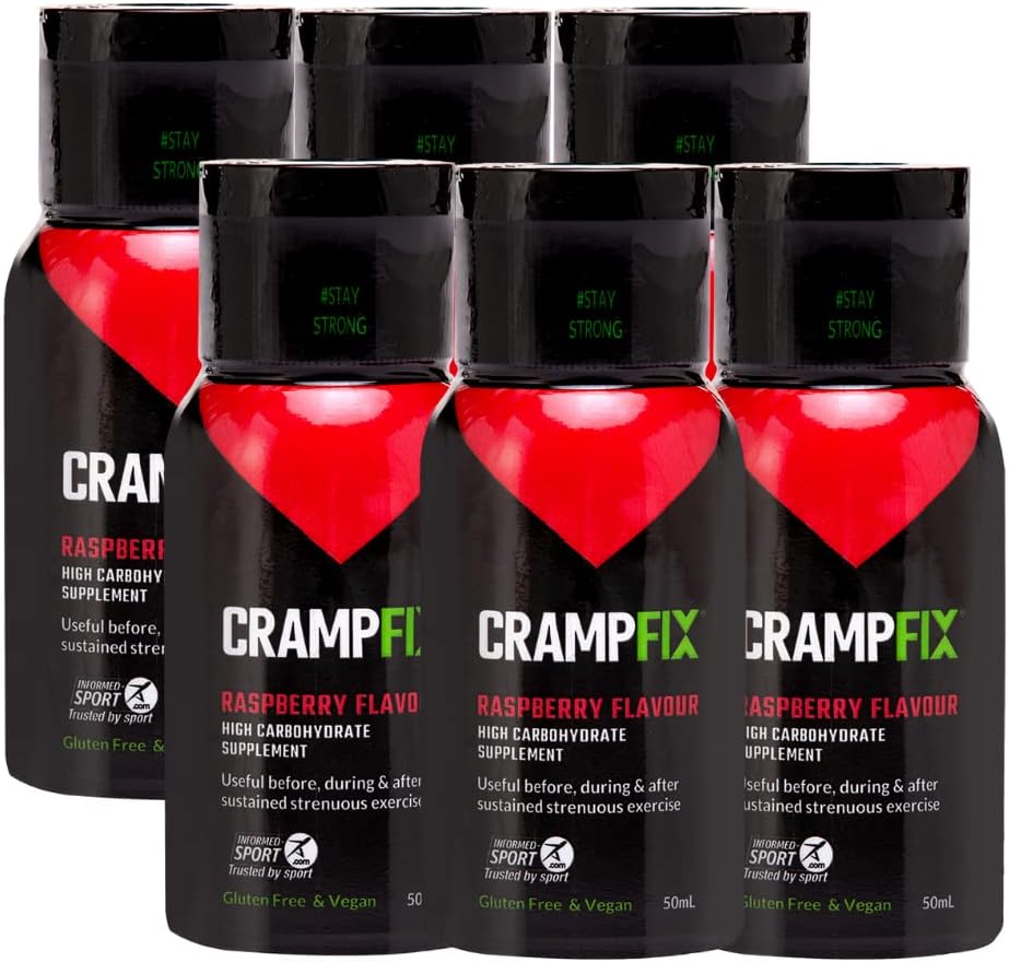 Drink Shot voorkomt en verlicht spierkrampen, been, kalf, Hamstring kraampjes, Pack van 6 flessen, Multi Serve knijpen flessen Alle natuurlijke framboos