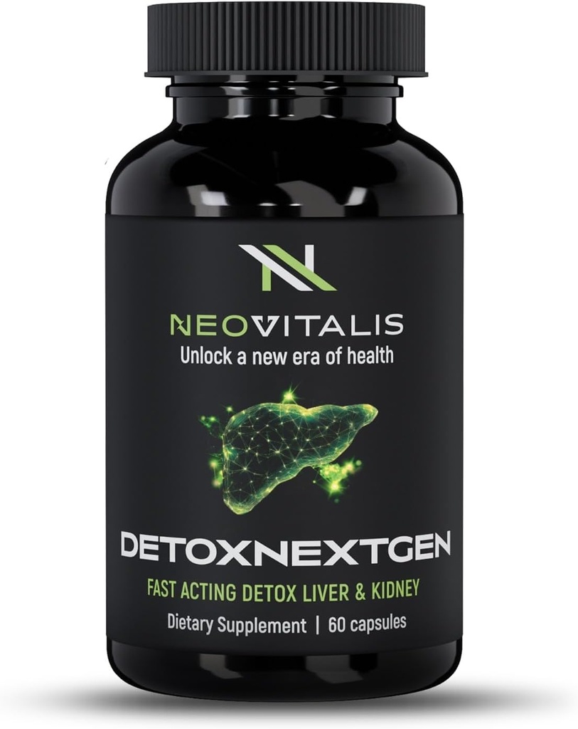 DetoxNextGen Advanced Fast-Acting Detox Lever & Nier Ondersteuning Supplement met melkdistel & Dandelion wortel - bevordert natuurlijke reiniging & toxine verwijdering Dieetsupplement 60 capsules