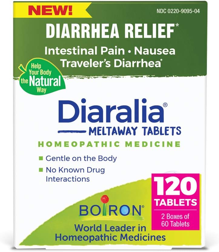 Boiron Diaralia tabletten voor diarree Relief, Gas, Bloating, Intestinal Pain, en Travler's Diarree - 120 Tel (2 Pack of 60)