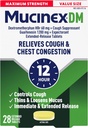 Mucinex Cough Suppressant en Expectorant, DM Maximale sterkte 12 uur tabletten, 28ct, 1200 mg Guaifenesin, Verlicht Borstcongestie, Quiets Nat en Droge Hoest, #1 Doctor Aanbevolen OTC Expectorant