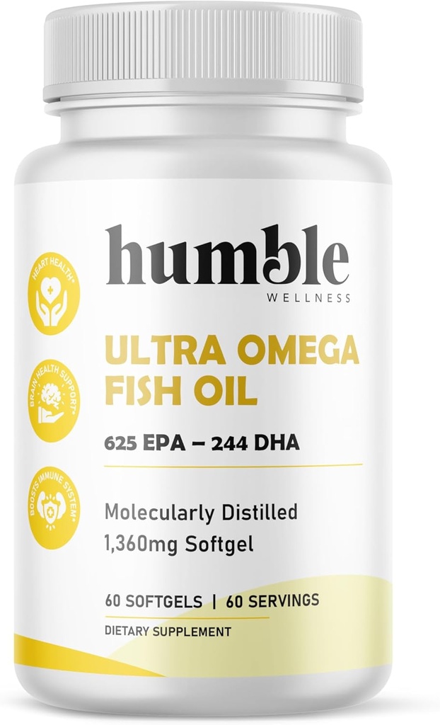 Humble Ultra Omega - High Strength Fish Oil Supplement met dubbele concentratie DHA & EPA