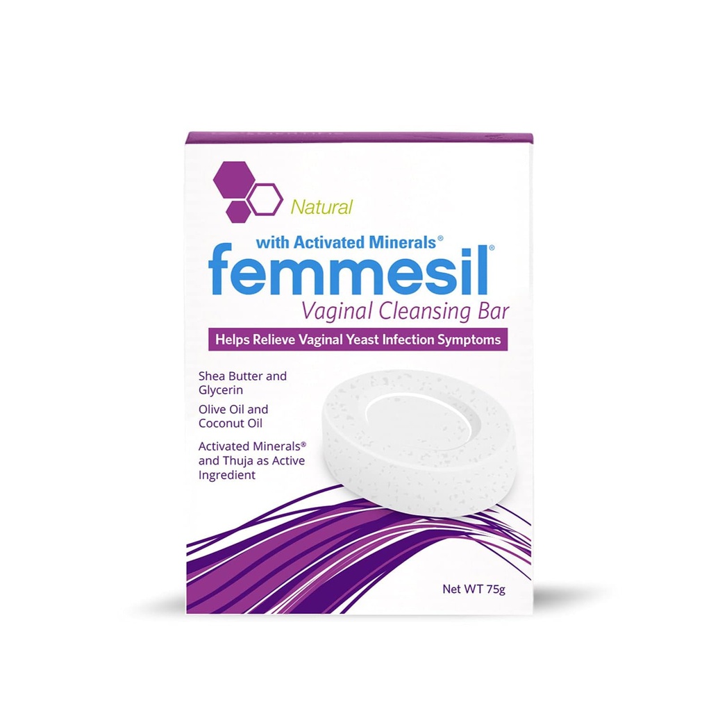 Femmesil Vaginale Antischimmel Zeep voor Gistinfectie Relief voor vrouwen, Vaginale Itch & Irritatie, dermatoloog Getest & Hypoallergeen goedgekeurd. Natuurlijke Vagina Zeepbalk (75gm)