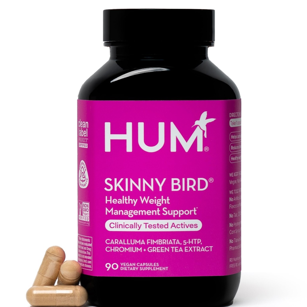 HUM Skinny Bird Green Tea Extract Appetite Ondersteuning voor vrouwen met 5HTP, Chroom, Caralluma Fimbriata, Glutenvrij en Veganistisch, Groene Thee Extract Capsules Supplementen voor vrouwen, 90 Capsules
