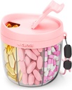 Leuke pildispenser met 7 grote afdelingen, draagbare pil fles Organizer met brede opening voor gemakkelijk gebruik, Anti-Mix pil Organizer voor reizen, BPA-vrije pil containers, Roze