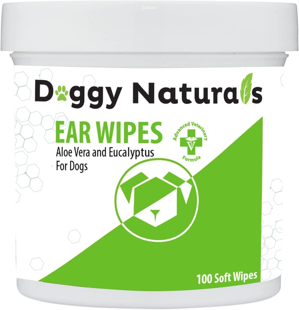 Hondenoorreiniger Wipes with Aloë and Eucalyptus (100 Count) - Otic Cleanser for Dogs (Made in U.S.A) (100ct Wipes with Aloë & Eucalyptus)