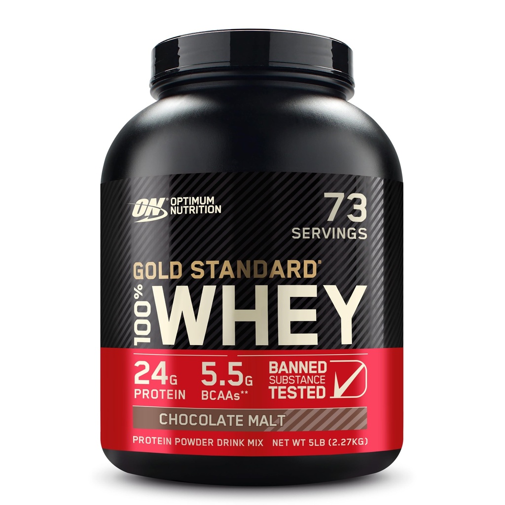 Optimale voeding Gold Standaard 100% Wei Proteïne Poeder, Chocolade Malt, 5 Pond (Verpakking mei Vary)