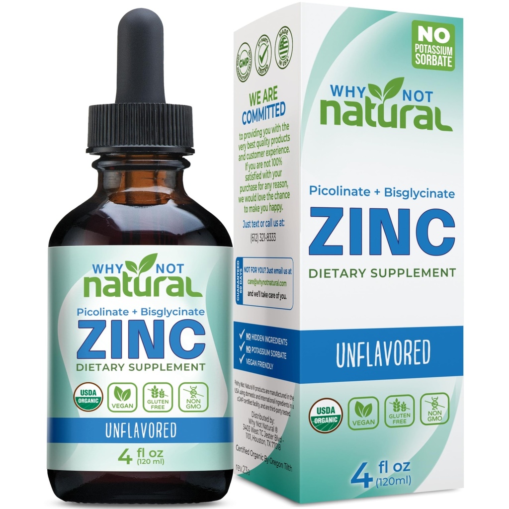 Biologische Liquid Zink druppels supplement met chelated picolinaat en bisglycinaat, veganistisch