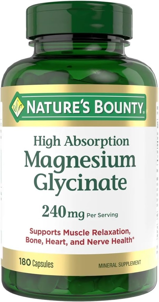 Natures Bounty Magnesium Glycinate Grote Fles / 180 Capsules 240 mg