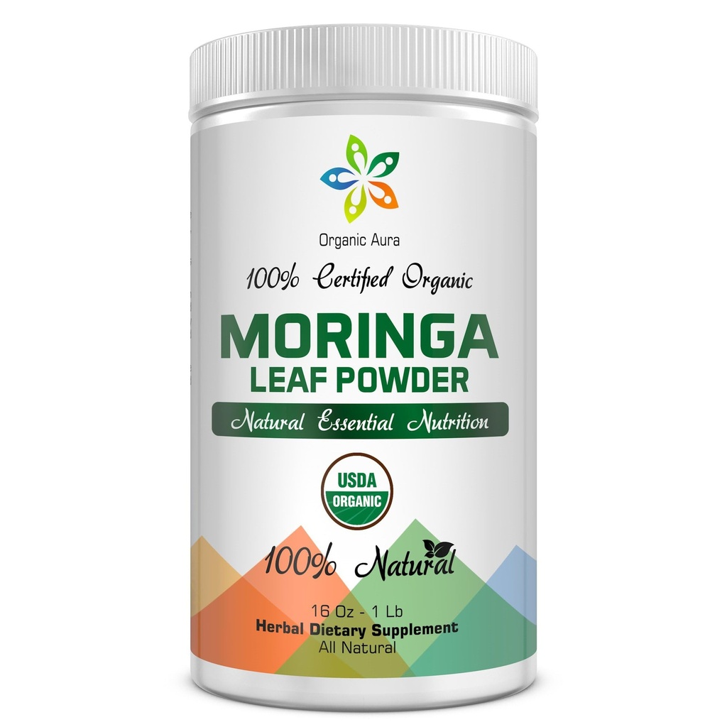 Certified Organic Moringa Leaf Powder-1Lb. USDA Certified Organic. 100% Pure and Original. Naturally boosts Energy, Metabolism & Immunity. Raw Green Whole Superfood. No GMO, Gluten Free