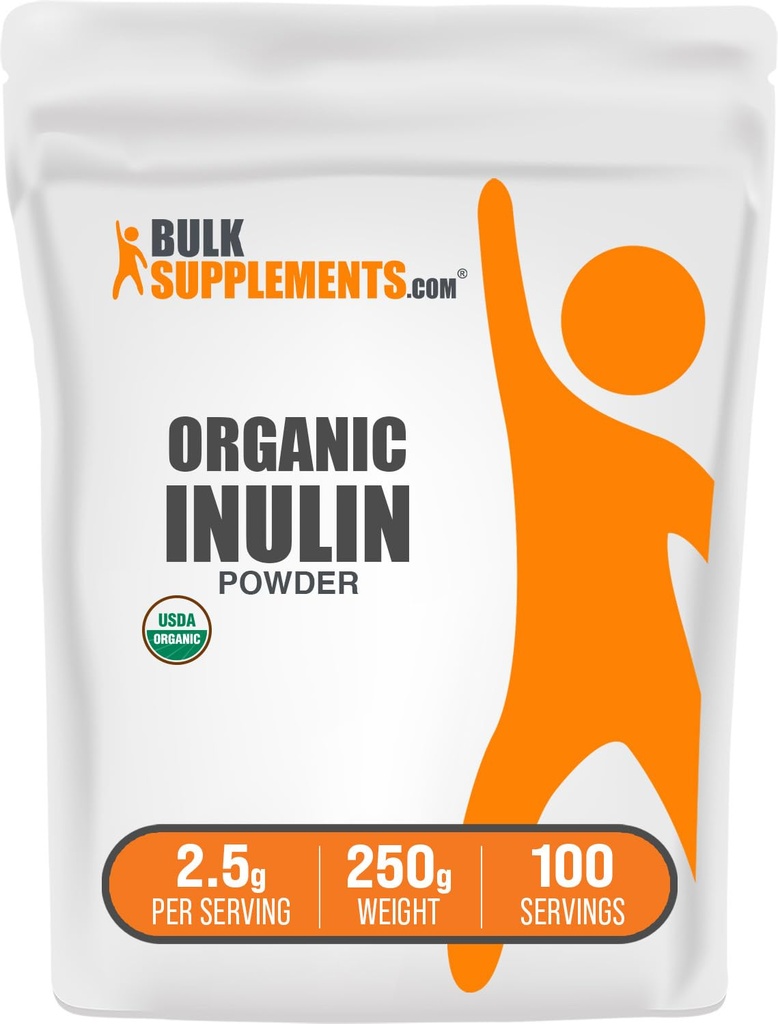 BulkSupplements.com Organische Inulinepoeder - Inulinesupplement, Oplosbaar vezelpoeder - Veganistisch en glutenvrij - 2,5 g Serveren, 250 g (8.8 oz) (verpakking van 1)