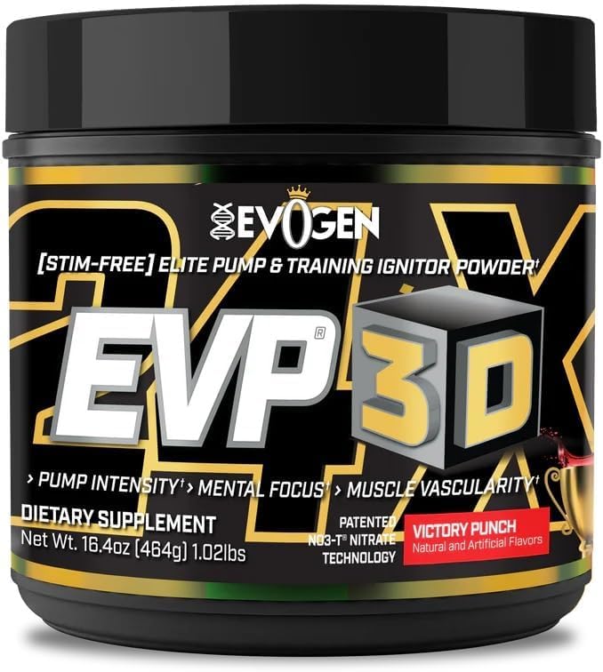 Evogen EVP 3D - Stim Free Pre Workout Powder for Men & Women 