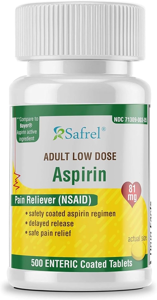 Safrel Générique Bayer Baby Aspirin 81 mg (500 comprimés enrobés entériques)