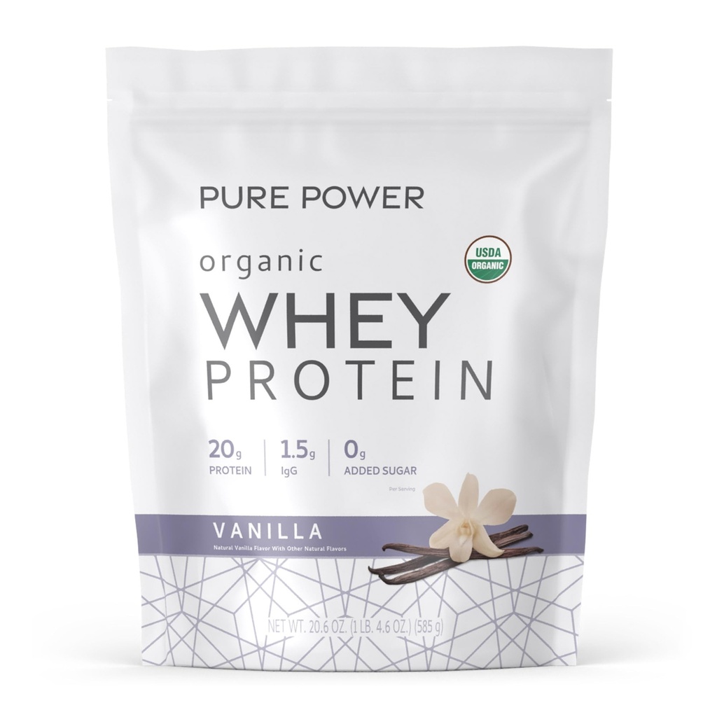Dr Mercola Pure Power Bio Whey Protein - 20 g Protéine - Soutienne la croissance et l'énergie musculaires - Concentré de lactosérum - 15 portions (20,60 oz) - Vanille