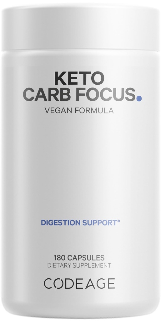 Codeage Keto Carb, witte nierbean, groene thee en kaneel bast supplement, Triple Action Keto Cheat Vegan Pillen, Ketogene, Low Carb Diet Sugar, 3 maanden levering, Non-GMO, Glutenvrije, 180 Capsules