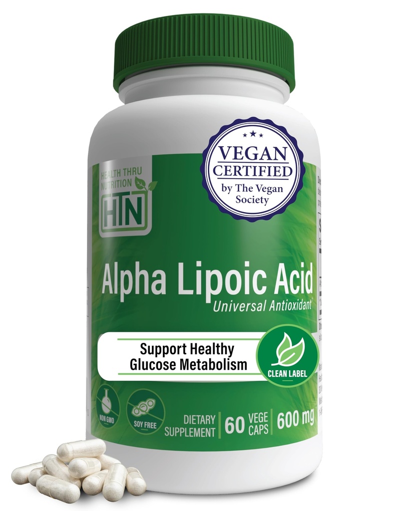 Gezondheid Thru Nutrition Alpha Lipoïne Acid 600mg 60 Servaties Gecertificeerd Veganistisch 
