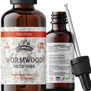 Teinture organique en bois de worm - Supplément naturel de nettoyage intestinal et de nettoyage digestif - Extrait d'herbe en bois de worm pour désintoxication - Fabriqué aux États-Unis - 2 Fl Oz (Wormwood - 2 Fl Oz)