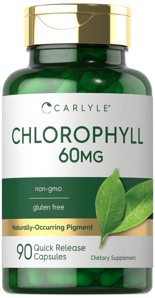 Pilules de chlorophylle de Carlyle 90 Capsules de Pigment naturellement Occurant de Chlorophylle Supplément de concentré de Chlorophylle non-OGM, Complexe sans gluten