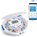 Live Fine Smart WiFi Automatic Pill Dispenser Frosted Lid | 28-Day Medication Organizer Up to 9 Doses Per Day for Care Monitoring with Lock Key, Light/Sound Alarms for Prescriptions & Vitamins