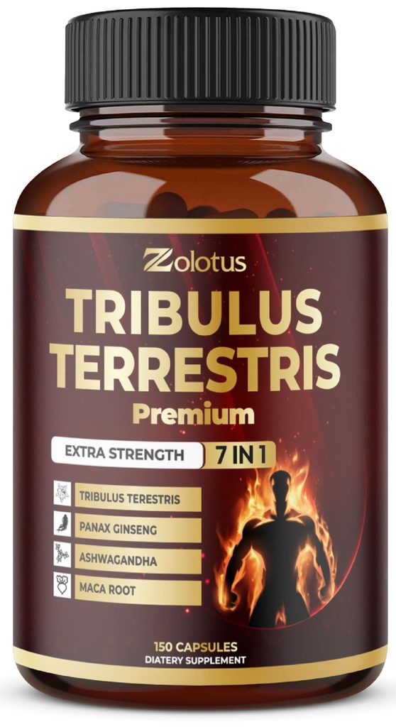 Supplément Tribulus Terrestris pour les hommes et les femmes, 5 mois avec Ashwagandha, Panax Ginseng, Saw Palmetto, Maca, Shilajit, 150 comtes