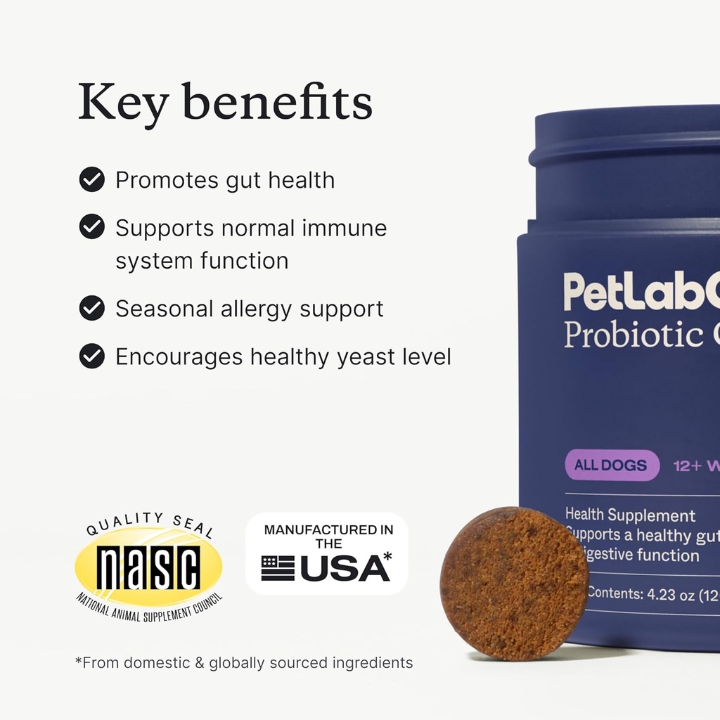 PetLab Co. - Gut & Ear Health Bundle: Probiotica voor honden, ondersteuning Gut Health & Seasonal Allergies, & Oorreiniger voor honden, ondersteuning van Gist & Gezond Oorkanaal - Makkelijk te gebruiken Formules