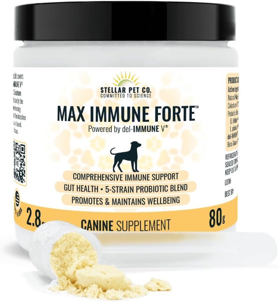 Stellar Biotics for Pets - Max Immune ForteTM for Dogs (Powered by del-Immune V) - Biedt uitgebreide Immune Support Verbetert Digestie Promoves and Handains Dog's Well-Being