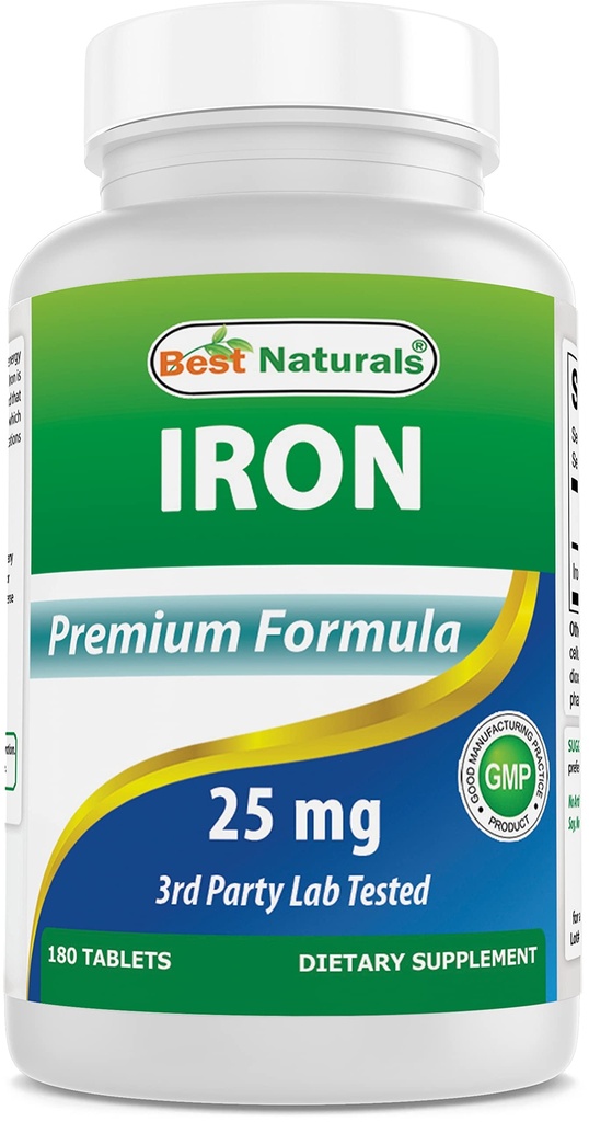 Meilleur supplément de fer naturel (bisglycinate de fer) - 25mg - 180 comprimés - Douce de l'estomac - non constipant