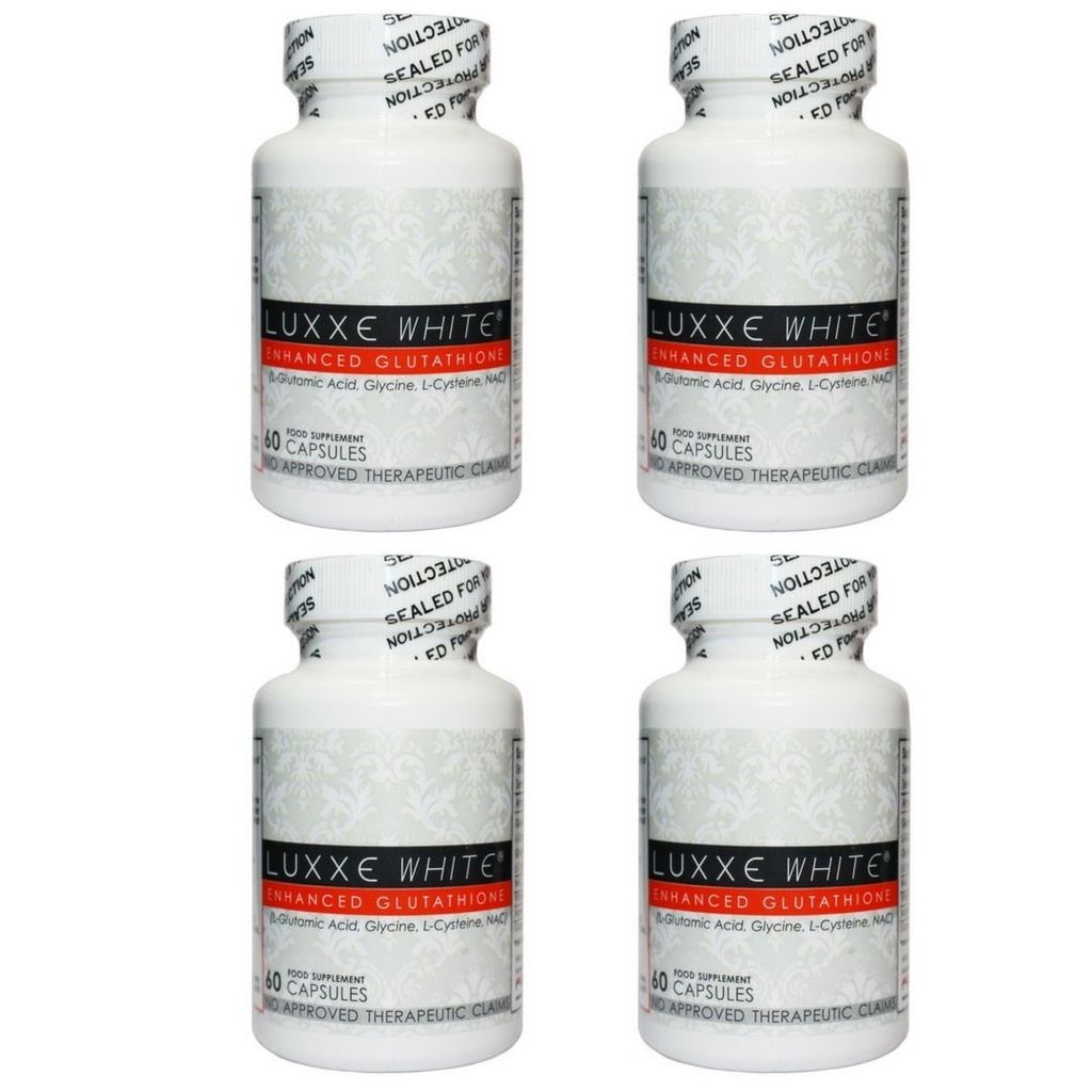 4 Flessen 60 Caps Luxxe Wit Enhanced Glutathion - Effective Skin Whitening Supplement