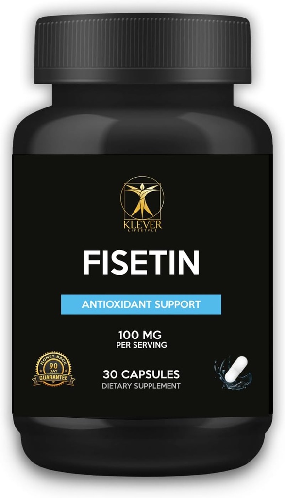 Klever Lifestyle | Fisetin | Bioflavonoid | Antioxidant Supplement, Anti-Aging Effects, Skin Health, Metabolic Benefits | 30 Capsules | 100mg per Serving