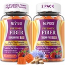 Fiber Gummies voor volwassenen met Psyllium Husk, 7G(Oplosbaar + Onoplosbaar) Dagelijkse Prebiotische Vezel met Inulin, FOS, Guar Gum, Multivitamines voor dagelijkse spijsvertering gezondheid, Regularity Support, Sugar Free,Pack van 2