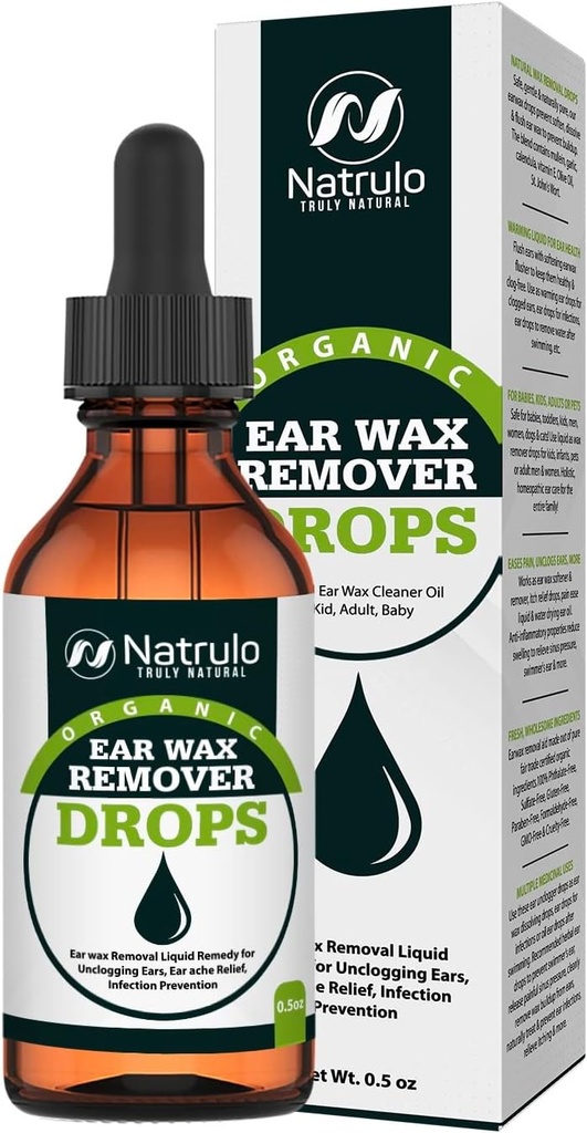 Pertes organiques d'enlèvement de cire d'oreille pour les oreilles obstruées – Huile naturelle nettoyante de cire d'oreille pour enfant, adulte, bébé – Liquide d'enlèvement de cire d'oreille pour les oreilles, les oreilles, la santé de l'oreille (Fabriqué aux États-Unis)