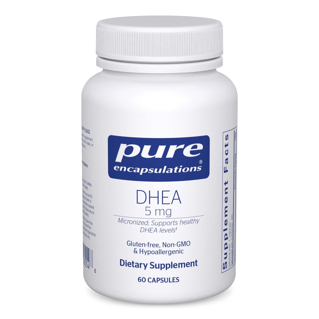 Pure Encapsulations DHEA 5 mg - Immune Support & Hormonen Balance* - Micronized DHEA - Glutenvrij & Vegan - 60 capsules
