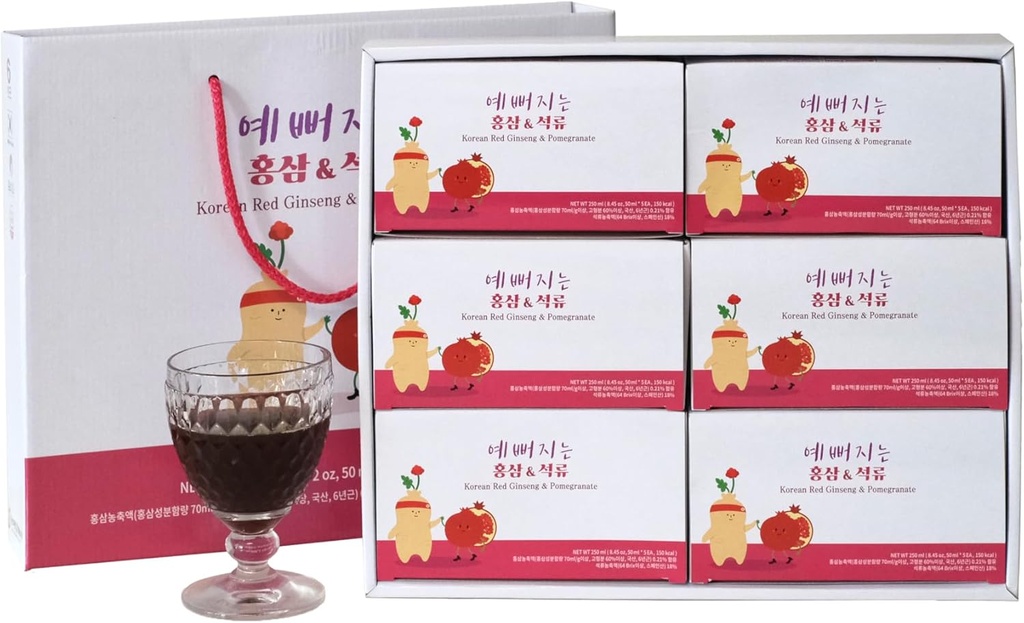 Samsidae Korean Red Ginseng en Granaatappelsap. Gezond alternatief sap voor mannen en vrouwen. K-Food. Gemaakt in Korea