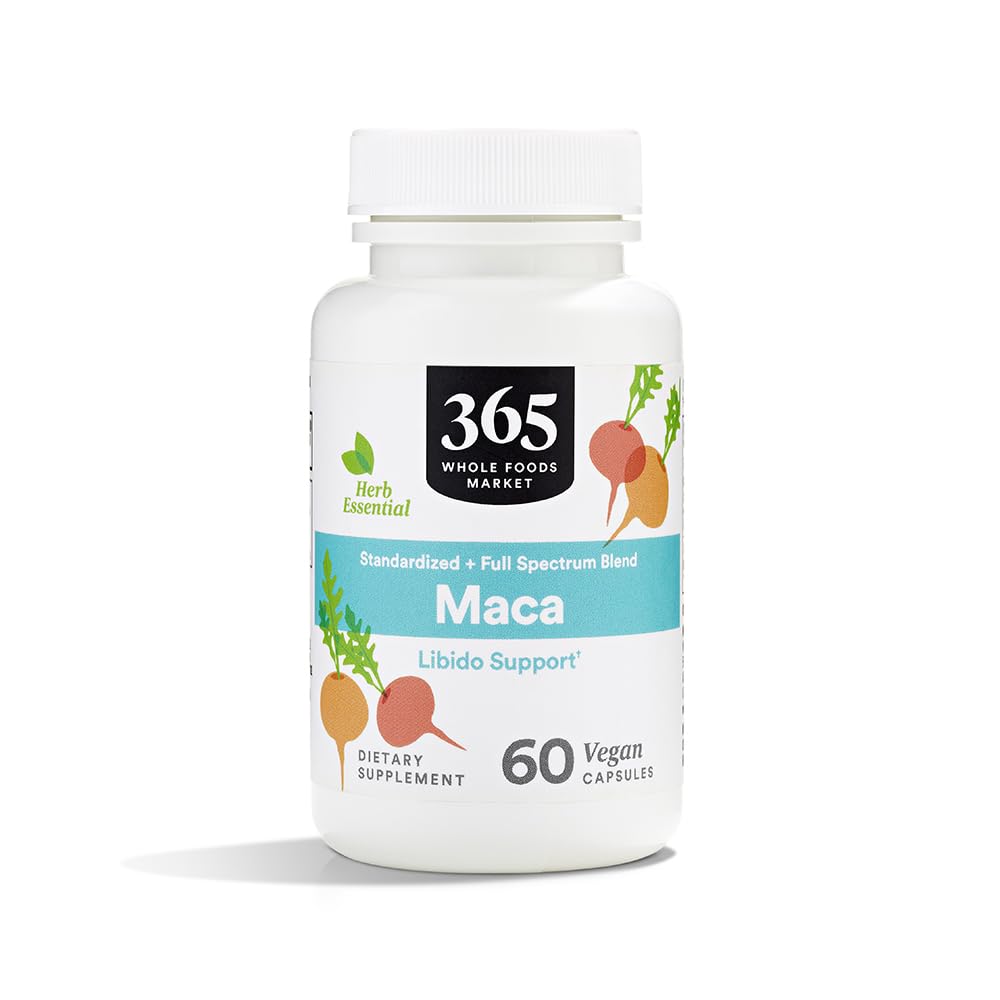 365 par Marché des aliments entiers, Maca Standardized + Full Spectrum Blend, Libido Support, Capsules Vegan, 60 Compte