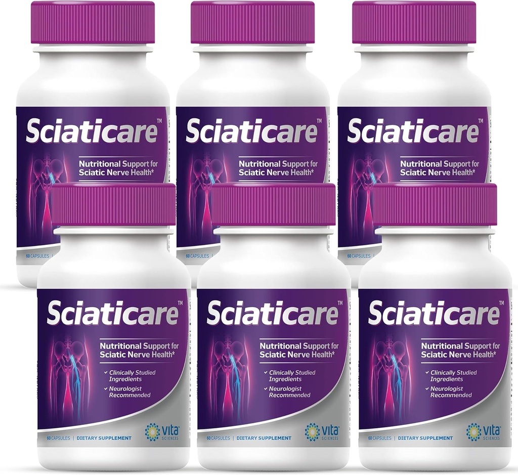 Vita Sciences Sciaticare Zenuw verzachtende supplement Vitaminen met natuurlijke R-ALA vorm 40X kracht, NIET Synthetisch Alpha Lipoïnezuur (ALA) - Lagere Lumbar Sciatic, Hip, Thigh, Leg, Foot