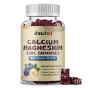 Calcium Magnésium Zinc Gummies pour femmes, supplément calcium à croquer 1000 mg Vitamine D3 & K2, santé des os et des nerfs, fonction musculaire, soutien immunitaire et soulagement du stress, Blueberry Flavor, 60 Ct